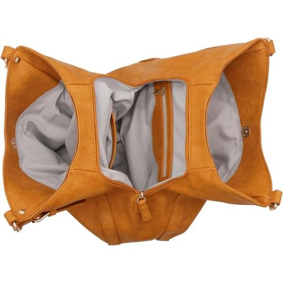 Lightweight 3 Compartment Faux Leather Medium Hobo Bag - Picture 5 of 7